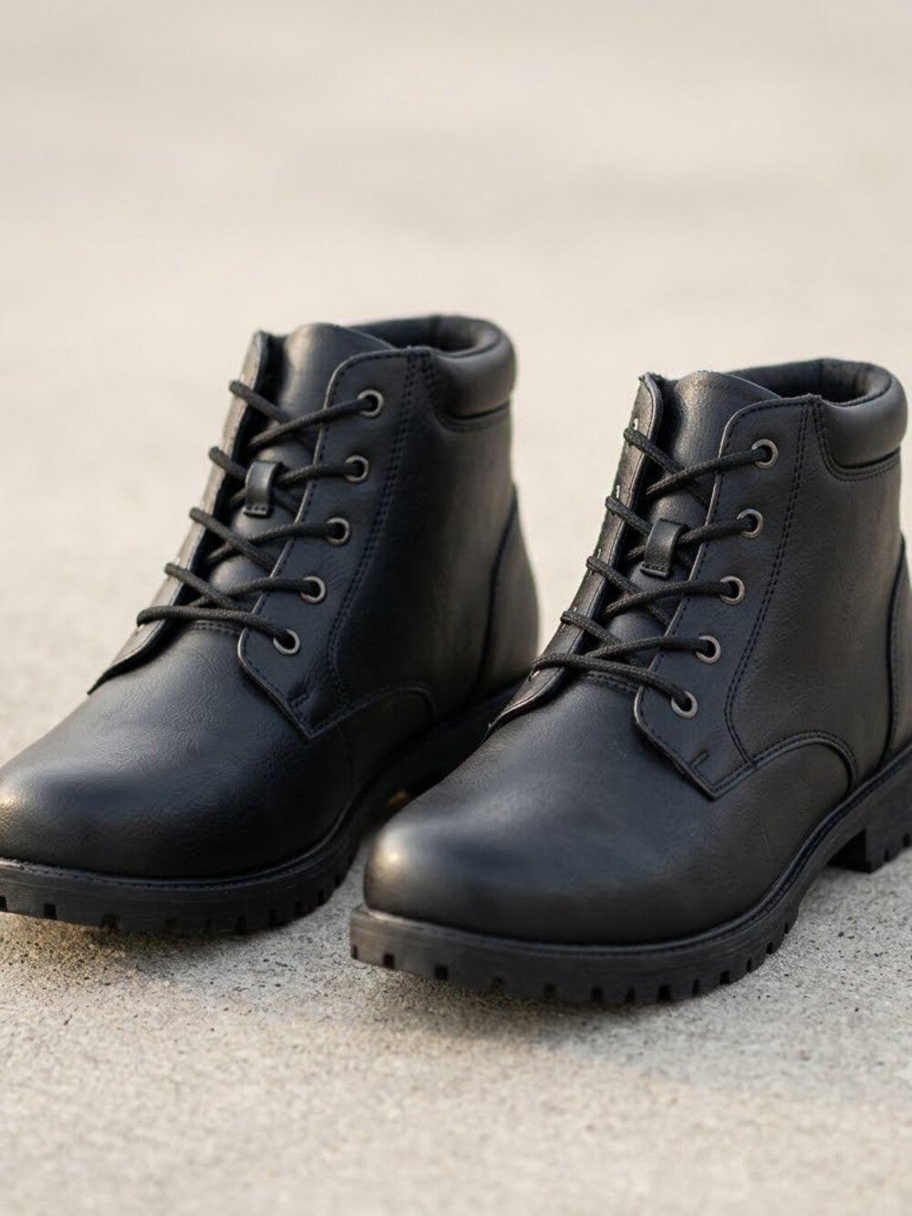 Propet Black Leather Lace-Up Ankle Boots
